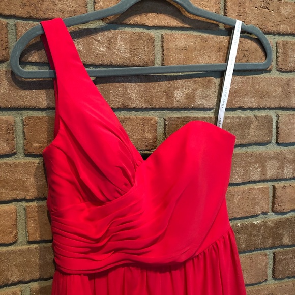 Alfred Angelo knee-length one-shoulder fuschia dress size 6 - Picture 4 of 14